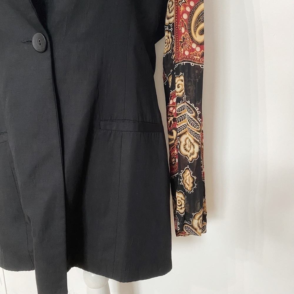 SANDRO VINTAGE BLACK LINEN BLEND SHEER BLAZER - M - Picture 5 of 10